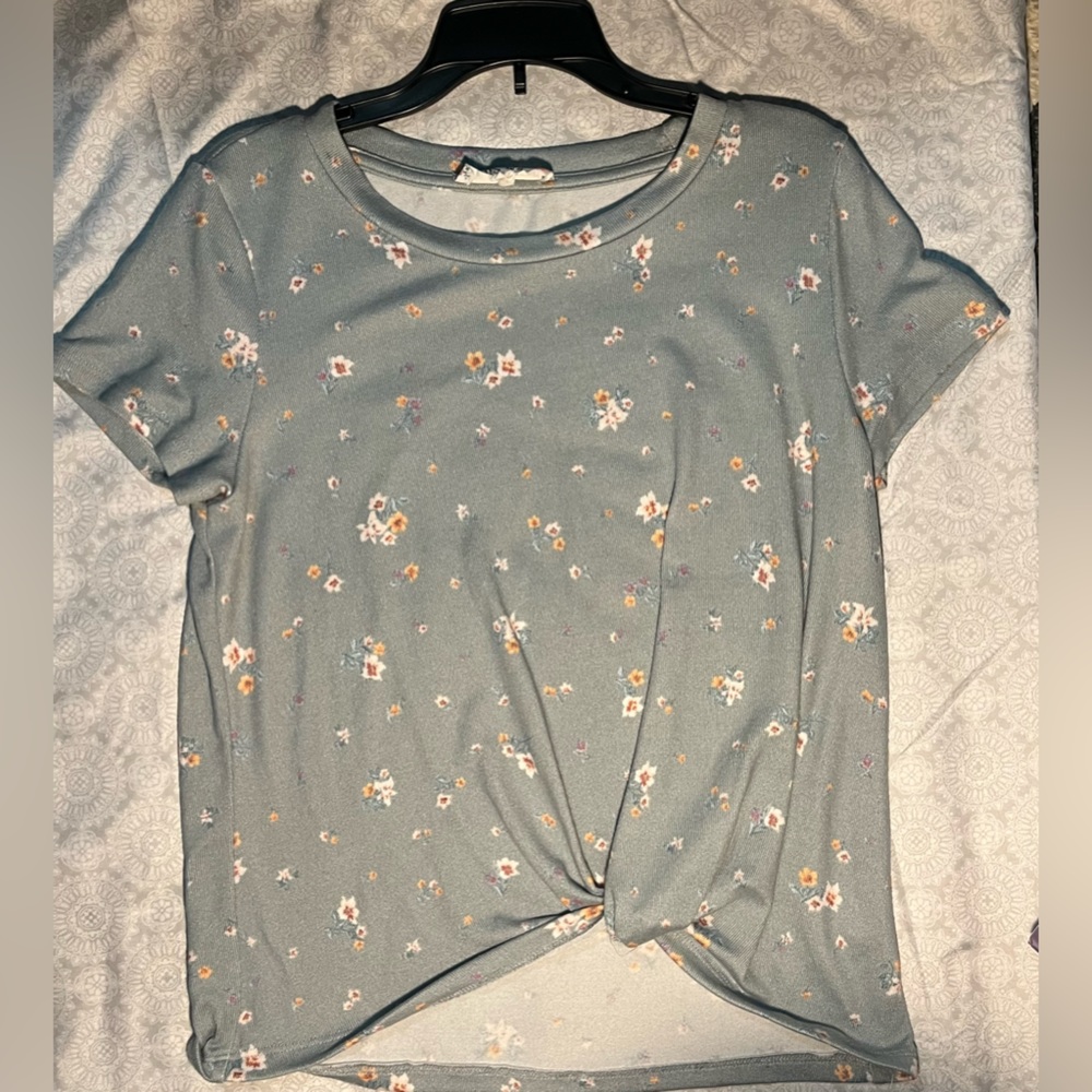 Floral teal shirt